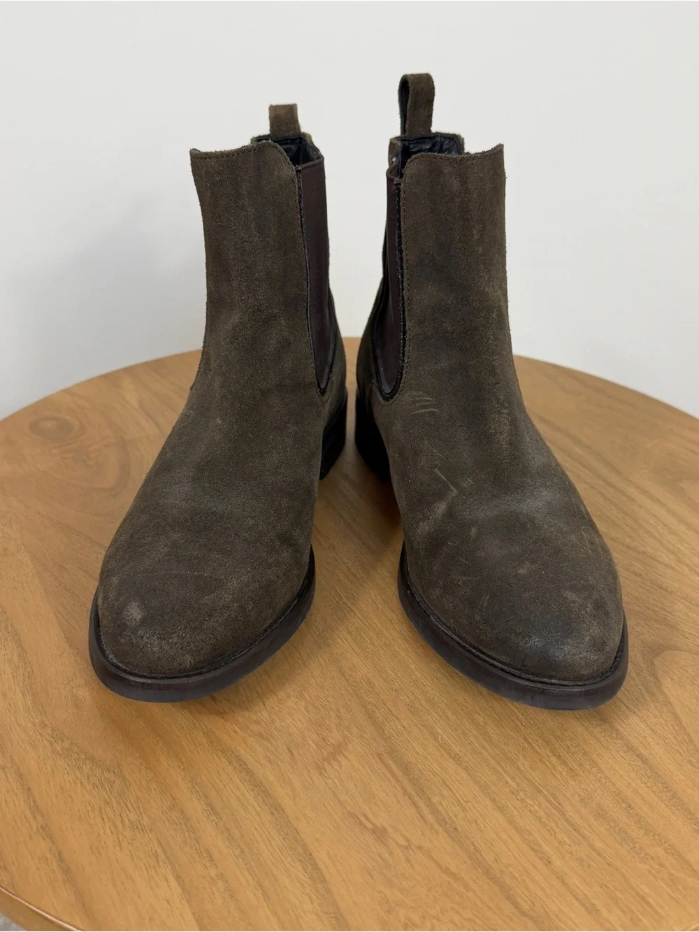 Thursday Boot Co Duchess Chelsea Dark Olive Suede WeatherSafe Ankle Bootie 6